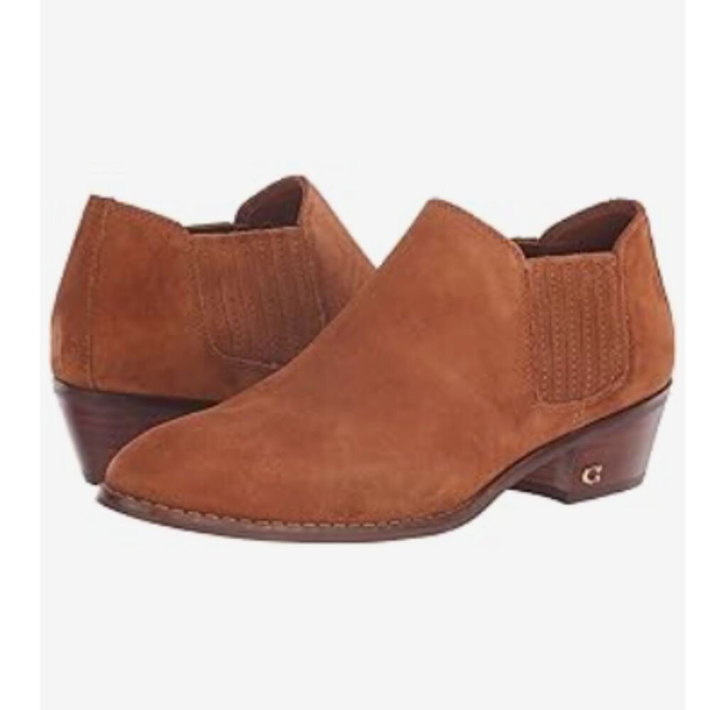 New -  Coach Devin suede ankle booties( tan/saddle).